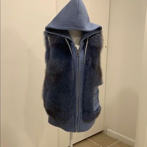 Real Rabbit fur vest blue from Dubai